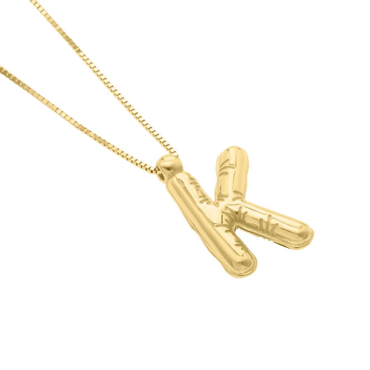 14K Yellow Gold Helium Initial K Pendant thumbnail 3