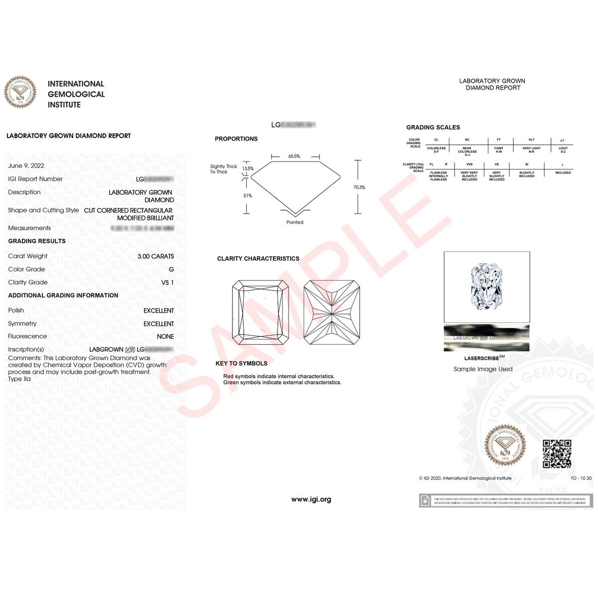 3 Carat Radiant Lab Grown IGI G/VS1 Diamond Solitaire Ring in 14K White Gold thumbnail 2