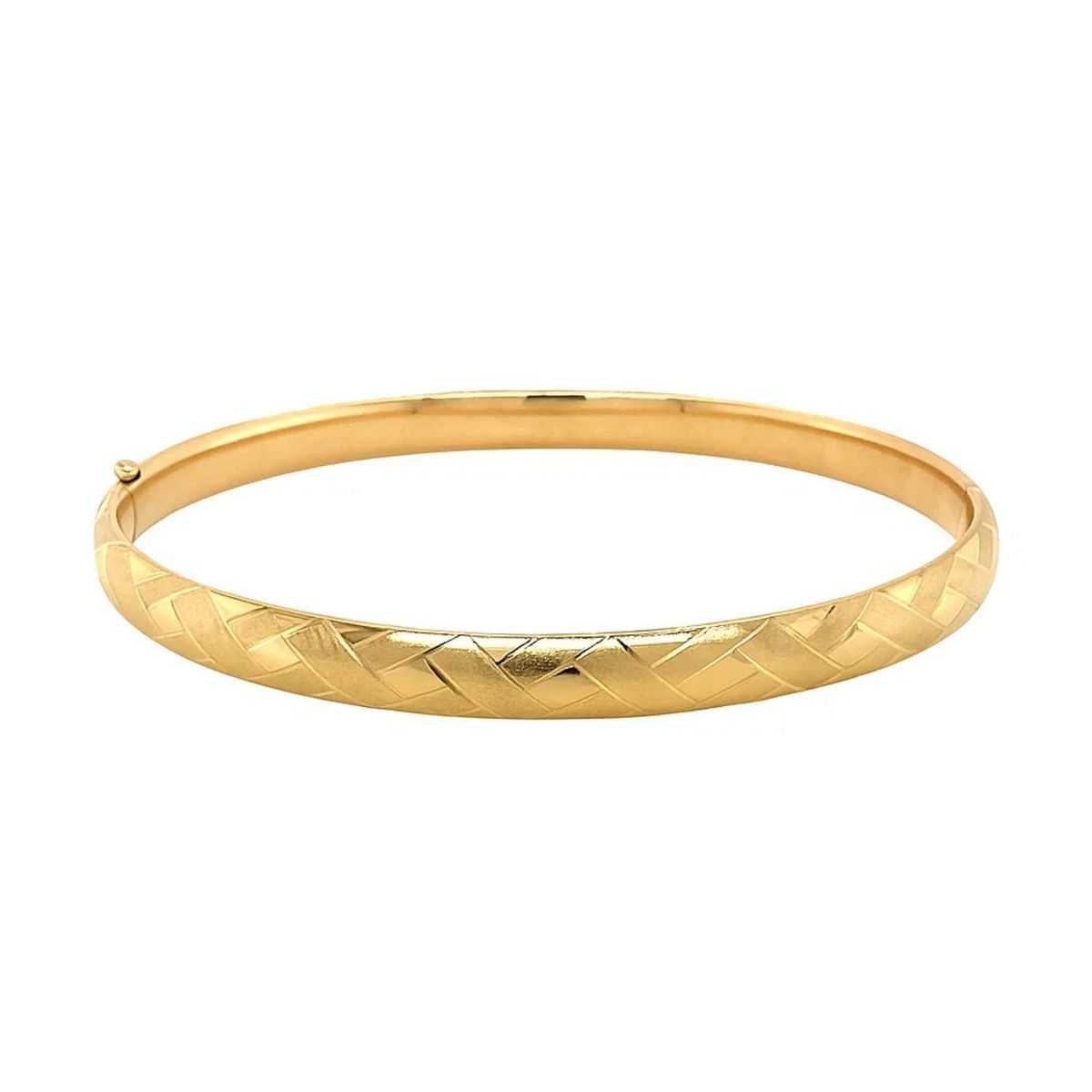 14k Yellow Gold Domed Bangle with a Weave Motif (6.00 mm) thumbnail 3