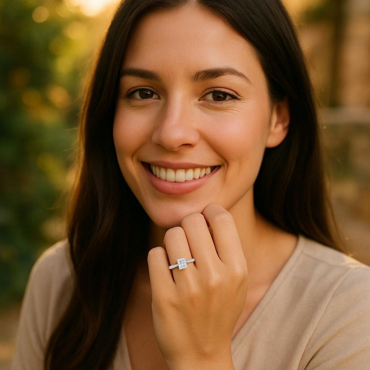 1 Carat Radiant Lab Grown IGI G/VS1 Diamond Solitaire Ring in 10K White Gold thumbnail 6