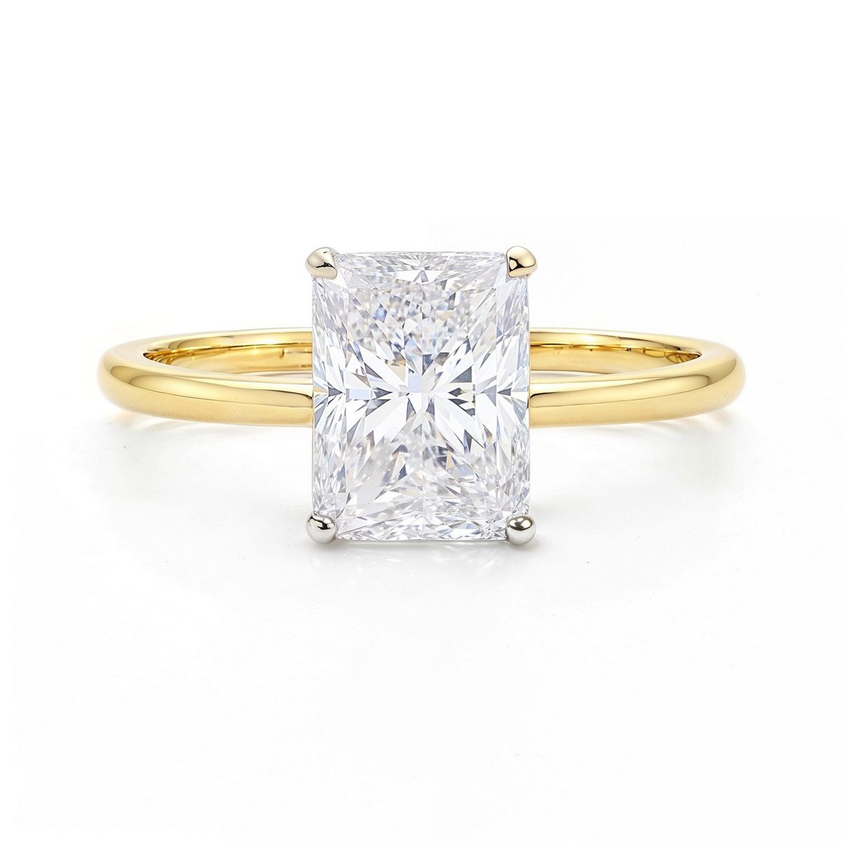 3 Carat Radiant Lab Grown IGI G/VS1 Diamond Solitaire Ring in 14K Yellow Gold thumbnail 4