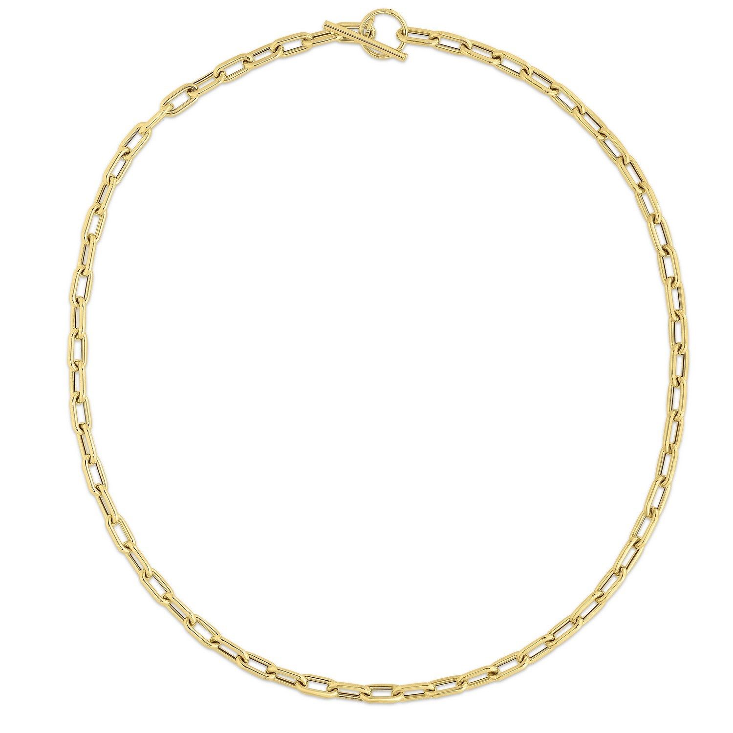 14K Yellow Gold Paperclip Toggle Link Necklace