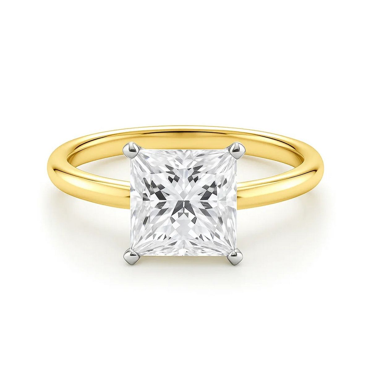 3 Carat Princess Lab Grown IGI G/VS1 Diamond Solitaire Ring in 14K Yellow Gold thumbnail 4