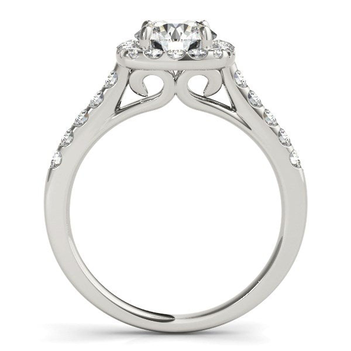 Square Shape Halo Diamond Engagement Ring in 14k White Gold (1 1/2 cttw) thumbnail 2