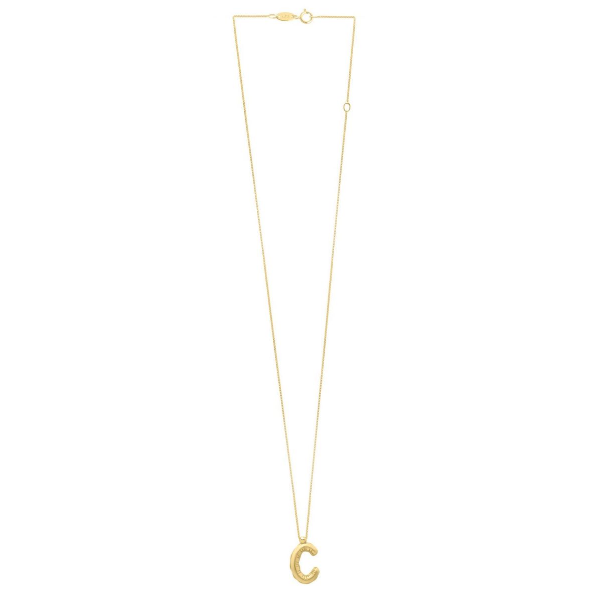 14K Yellow Gold Helium Initial C Pendant thumbnail 2