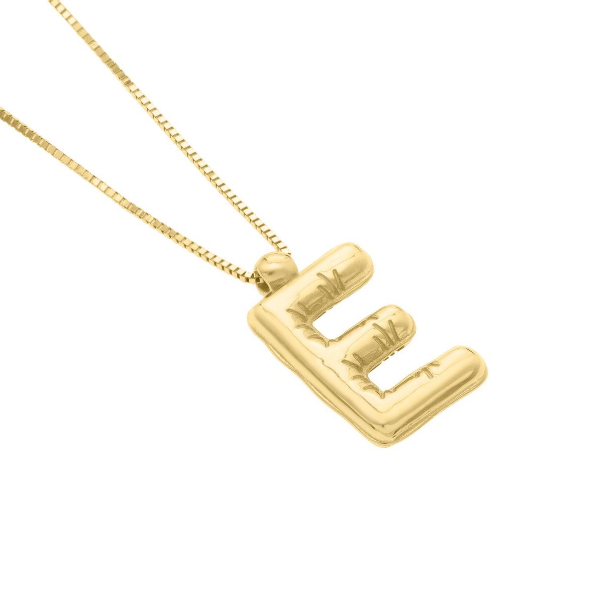 14K Yellow Gold Helium Initial E Pendant thumbnail 3