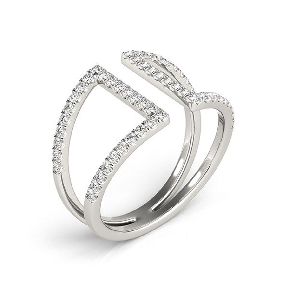 14k White Gold Open Style Dual Band Ring with Diamonds (1/2 cttw) thumbnail 3