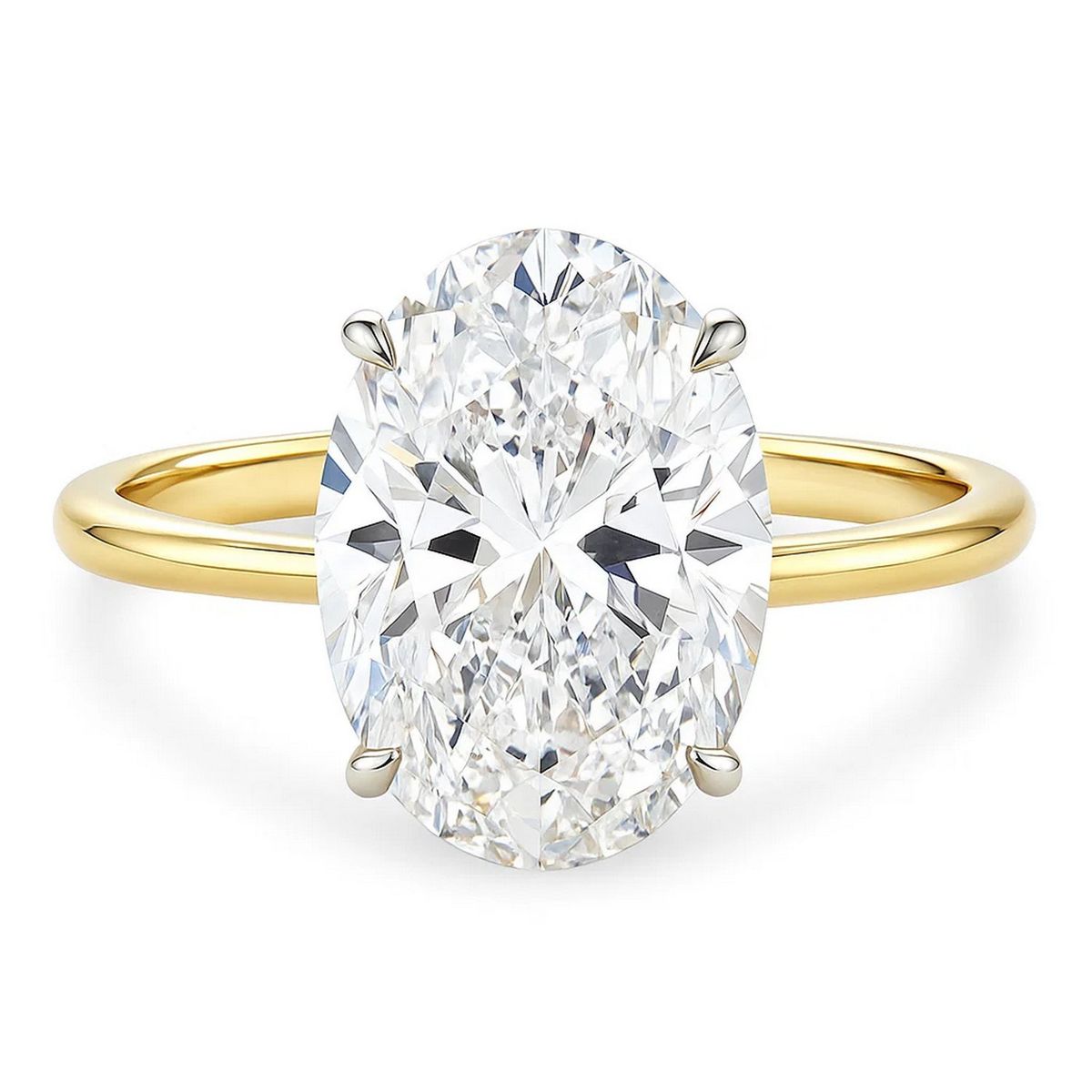 5 Carat Oval Lab Grown IGI G/VS1 Diamond Solitaire Ring in 14K Yellow Gold thumbnail 3