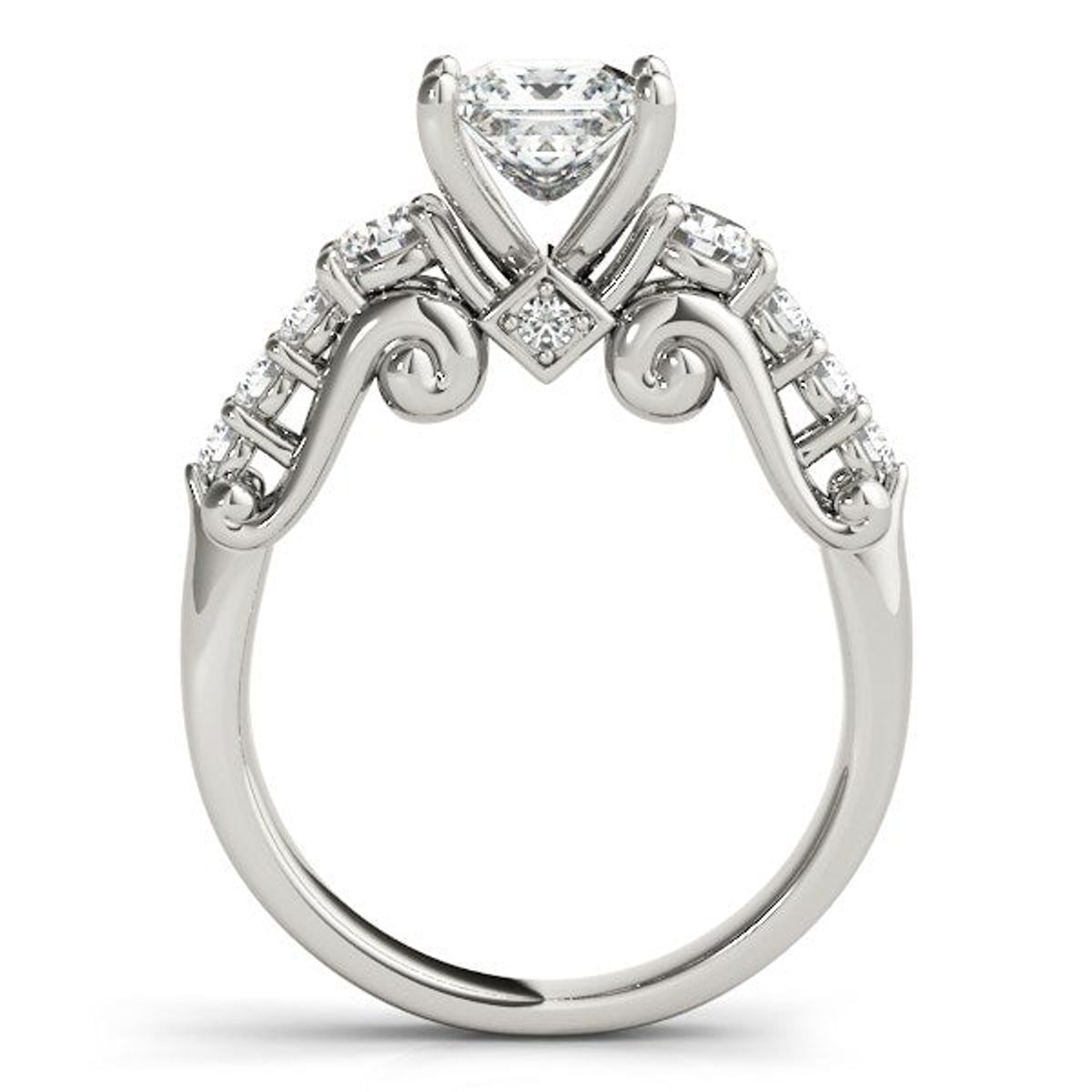 14k White Gold 3 Stone Antique Design Diamond Engagement Ring (1 3/4 cttw) thumbnail 2