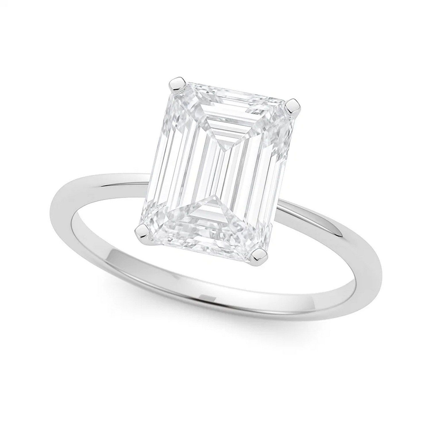 5 Carat Radiant Lab Grown IGI G/VS1 Diamond Solitaire Ring in 10K White Gold