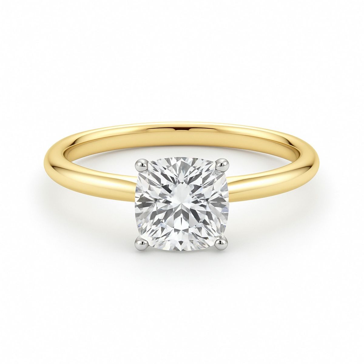 1.50Ct Cushion Lab Grown IGI G/VS1 Diamond Ring in 10K Yellow Gold thumbnail 4