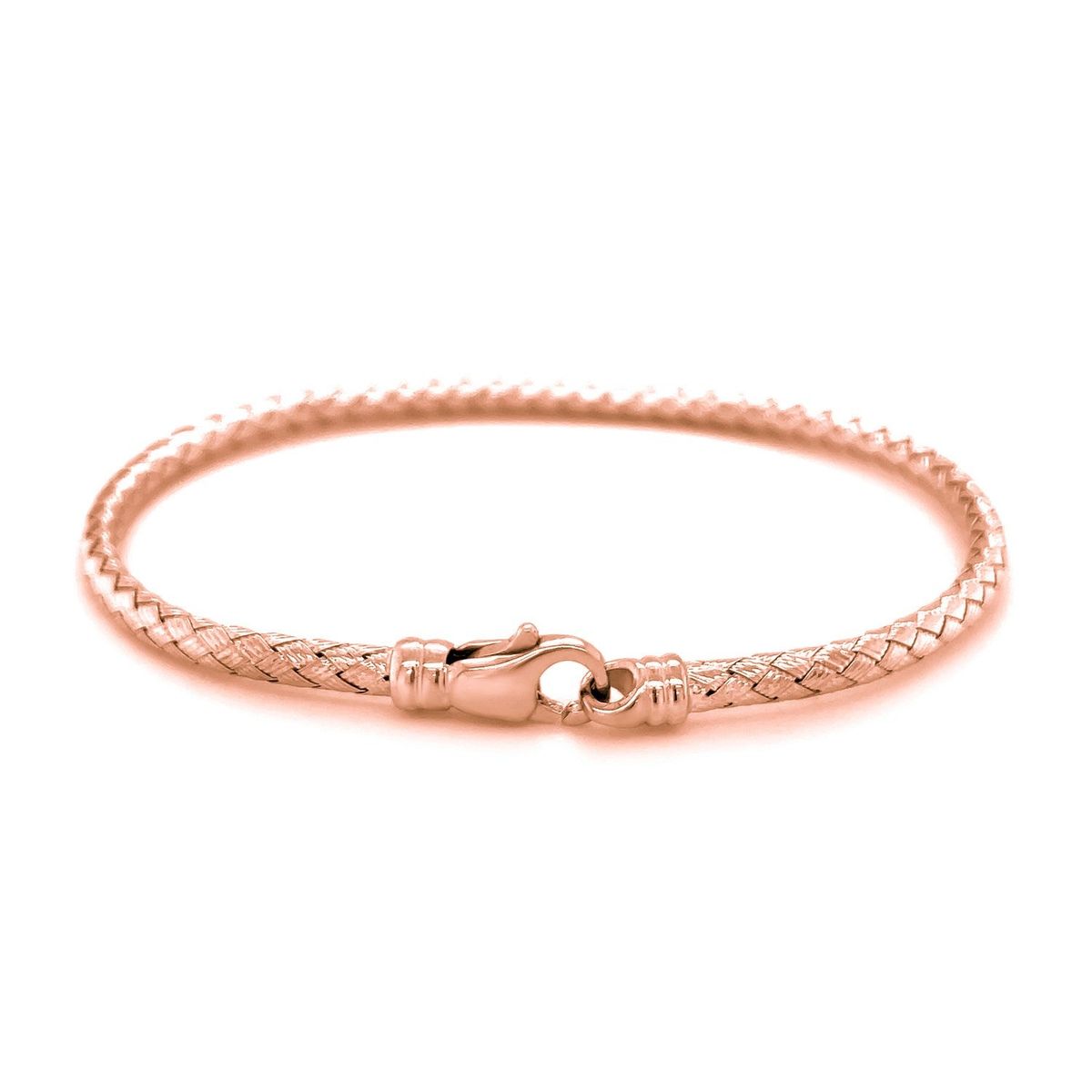 14k Rose Gold Fancy Weave Motif Bangle (3.40 mm) thumbnail 3