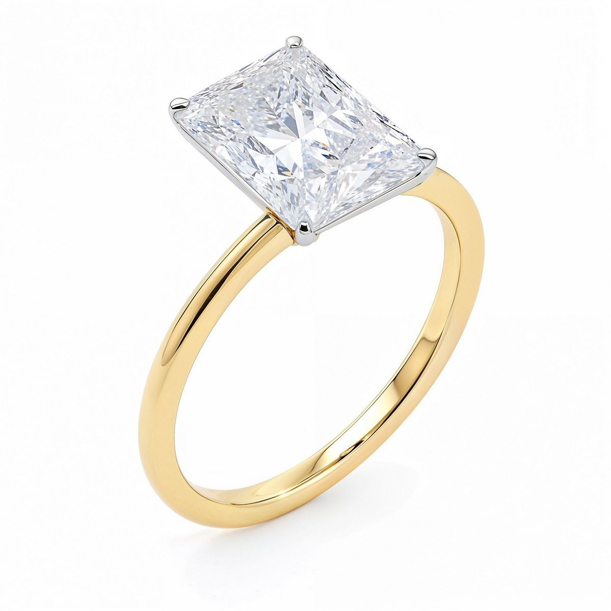 3 Carat Radiant Lab Grown IGI G/VS1 Diamond Solitaire Ring in 14K Yellow Gold thumbnail 3