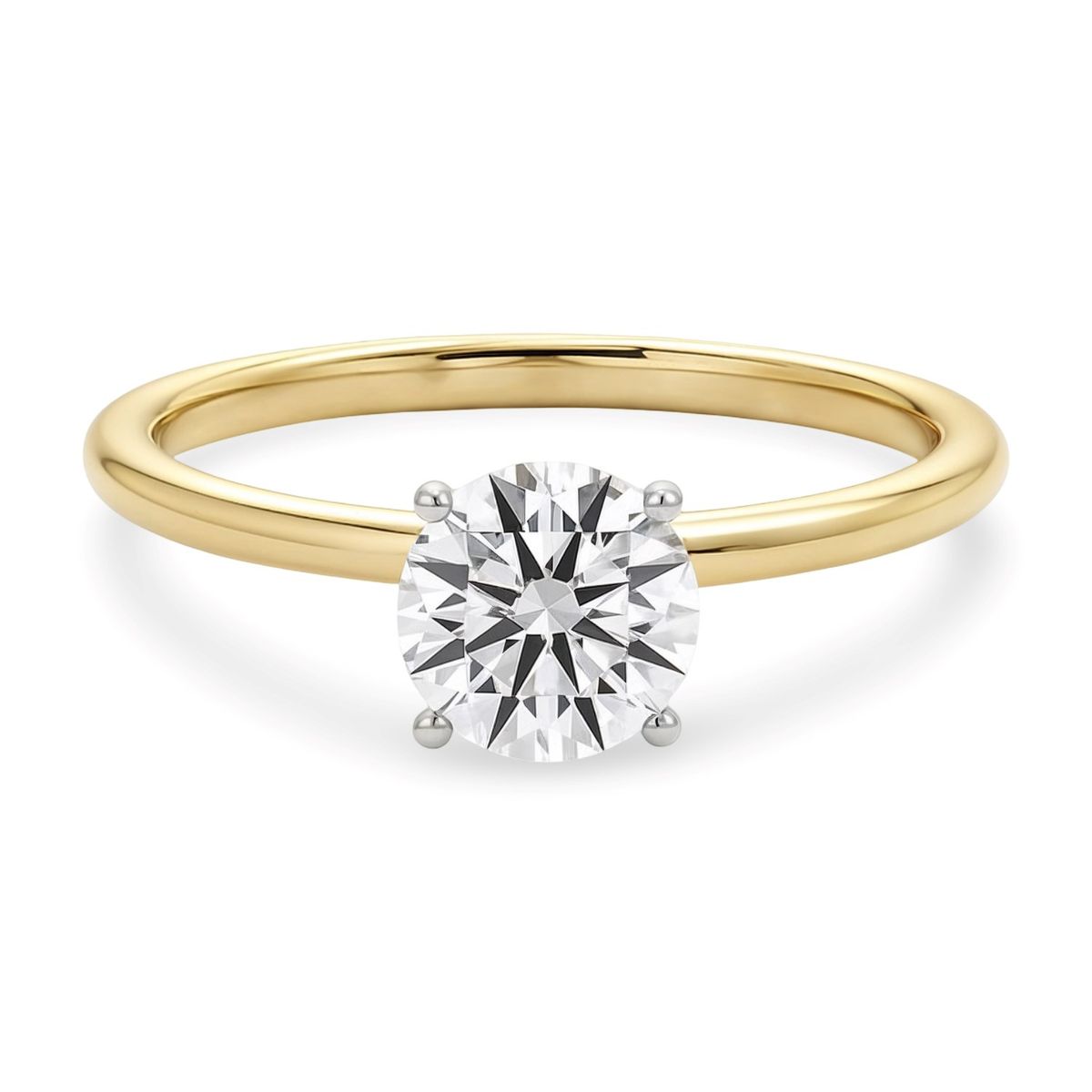 1 Carat Round Lab Grown IGI G/VS1 Diamond Solitaire Ring in 10K Yellow Gold thumbnail 4