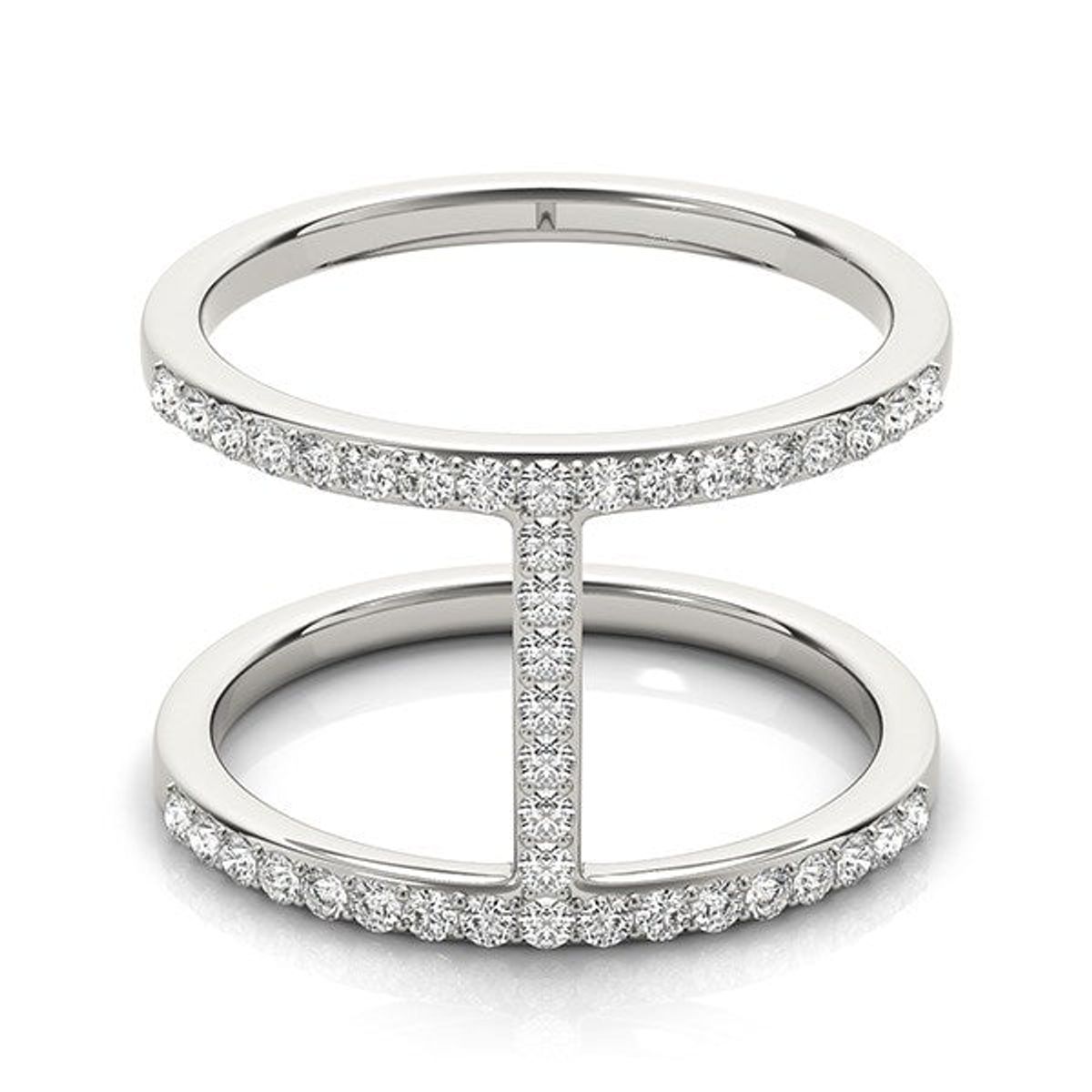 14k White Gold Dual Band Bridge Style Diamond Ring (3/8 cttw) thumbnail 2