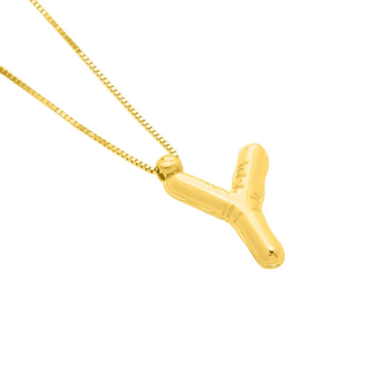 14K Yellow Gold Helium Initial Y Pendant thumbnail 3