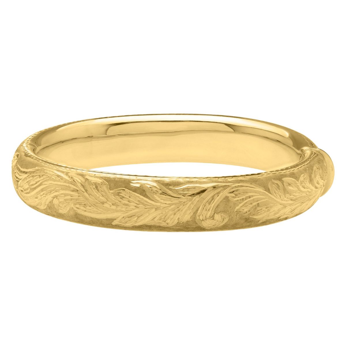Engraved Large Bangle in 14K Yellow Gold (12.00 mm) thumbnail 2