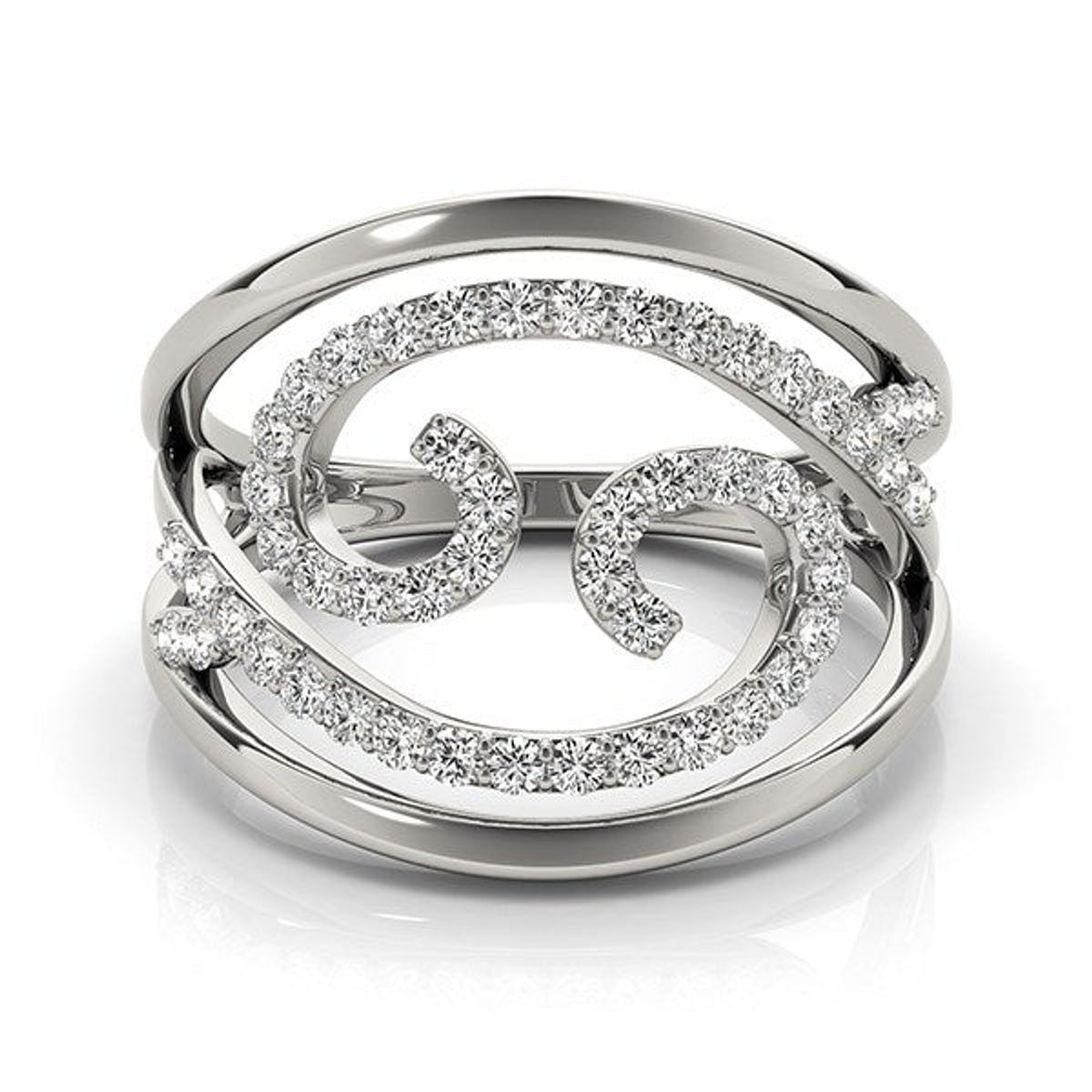 Swirl Design Diamond Ring in 14k White Gold (1/2 cttw) thumbnail 2