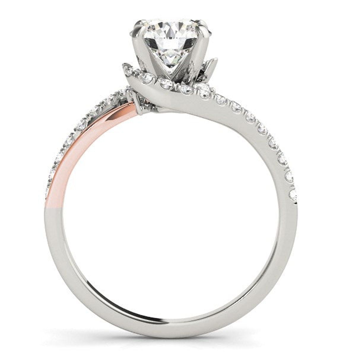 14k White And Rose Gold Bypass Shank Diamond Engagement Ring (1 1/3 cttw) thumbnail 2