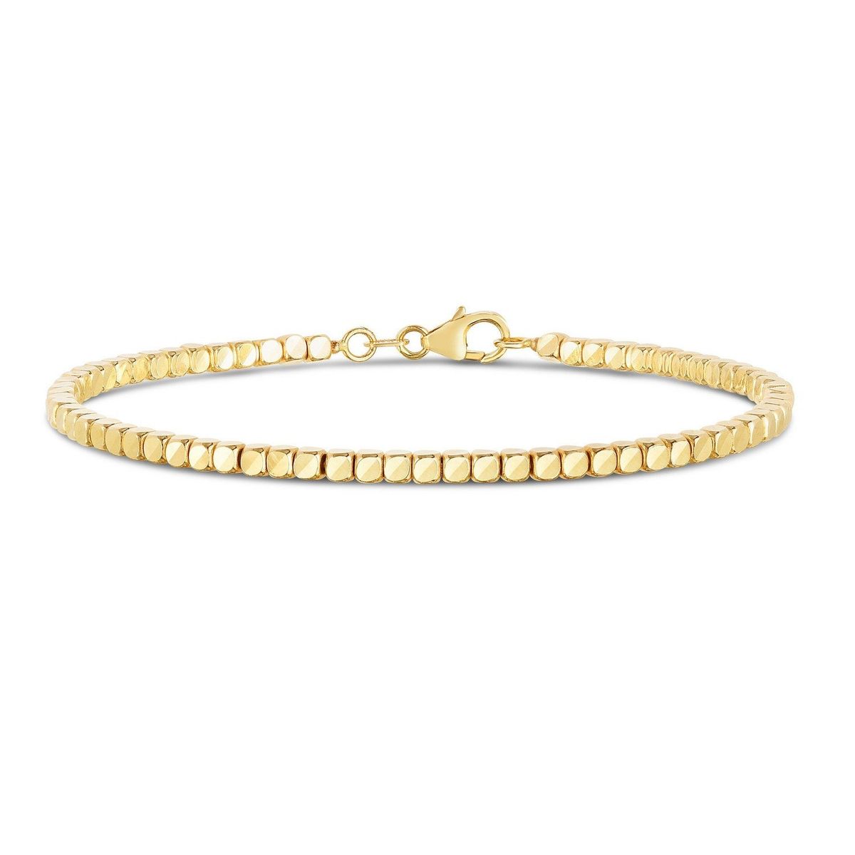 14k Yellow Gold High Polish Bead Cuff Bangle (2.40 mm) thumbnail 2