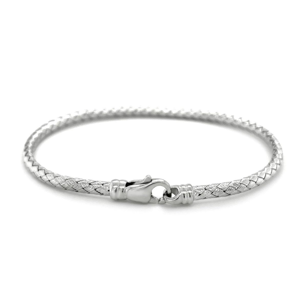 Fancy Weave Bangle in 14k White Gold (3.00 mm) thumbnail 2