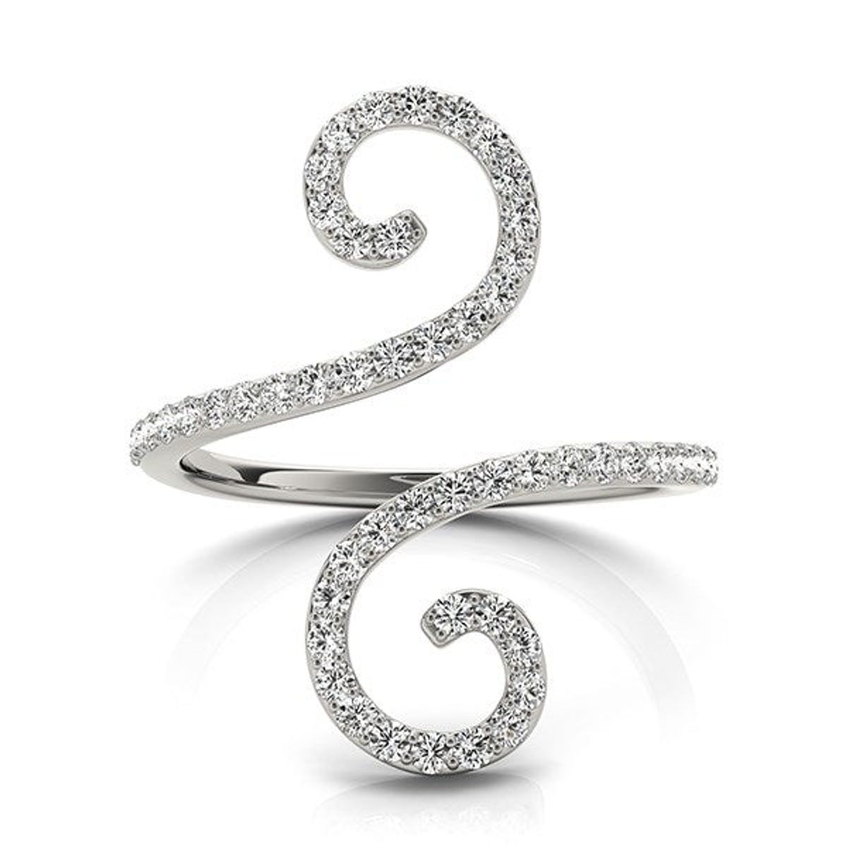 14k White Gold Diamond Open Flourish Style Ring (1/2 cttw) thumbnail 2