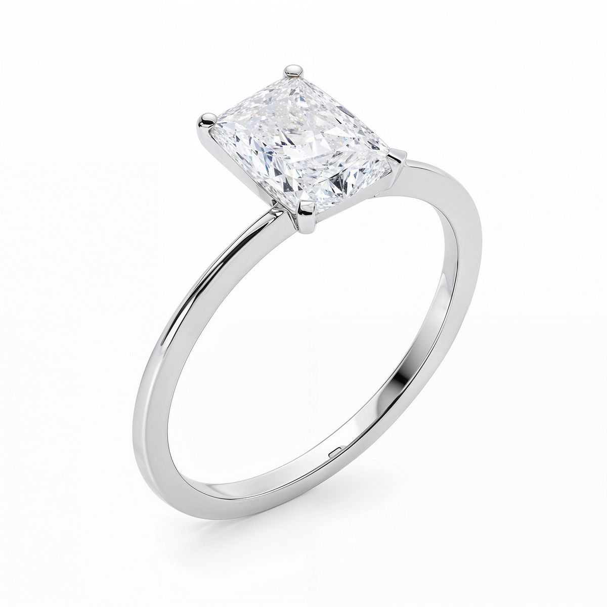 3 Carat Radiant Lab Grown IGI G/VS1 Diamond Solitaire Ring in 14K White Gold thumbnail 3