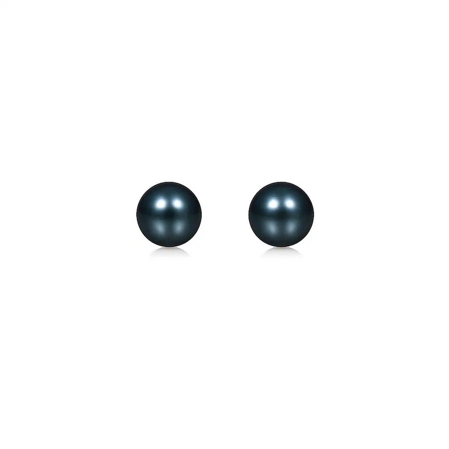14k Yellow Gold Cultured Black Pearl Stud Earrings (7mm)