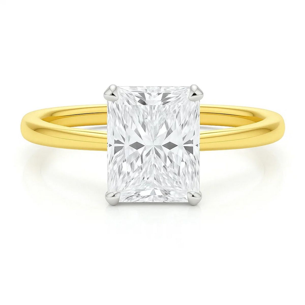 5 Carat Radiant Lab Grown IGI G/VS1 Diamond Solitaire Ring in 14K Yellow Gold thumbnail 4