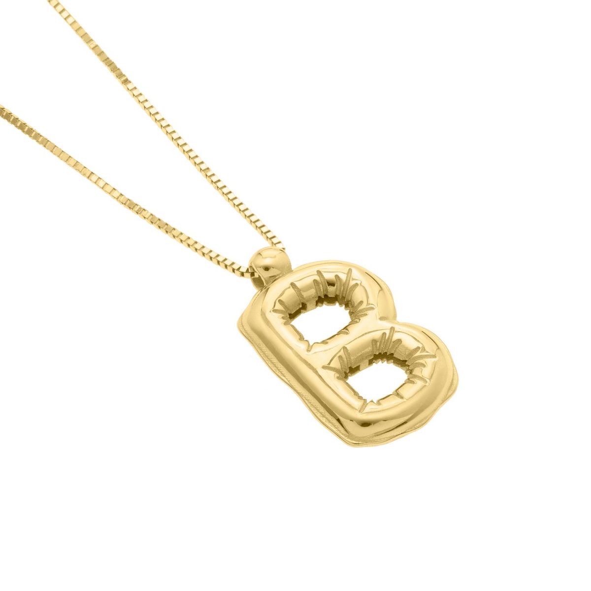 14K Yellow Gold Helium Initial B Pendant thumbnail 3