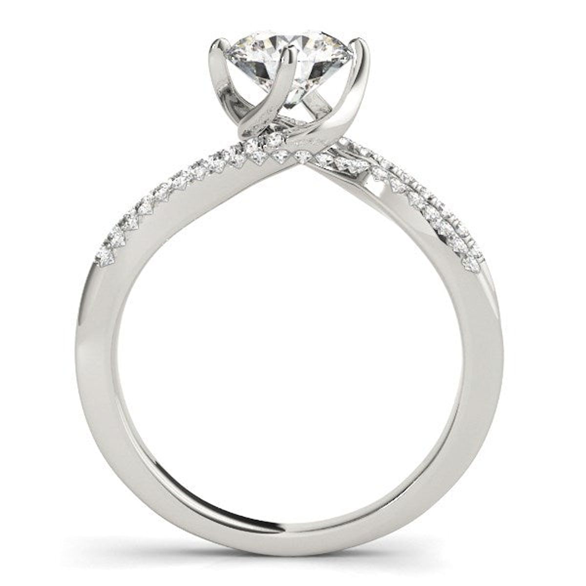 14k White Gold Spiral Design Pronged Diamond Engagement Ring (1 1/8 cttw) thumbnail 2