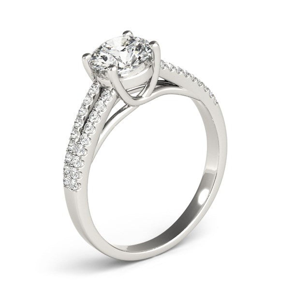 14k White Gold Split Shank Round Diamond Engagement Ring (1 1/8 cttw) thumbnail 3
