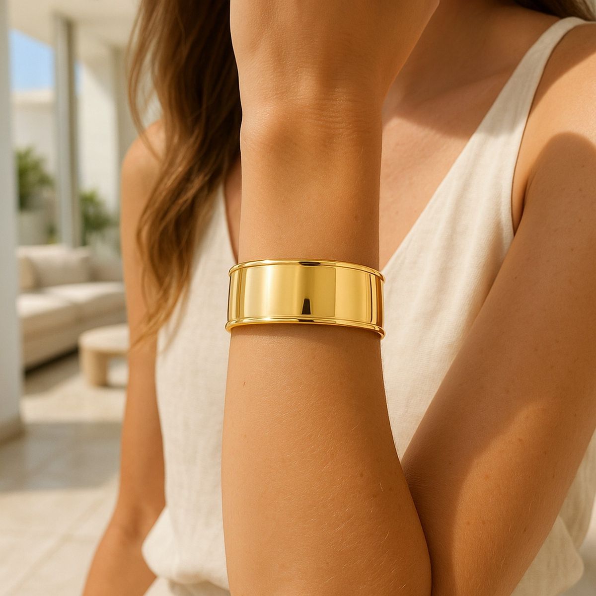 Designer Classic Cuff Bangle in 14K Yellow Gold (20.40 mm) thumbnail 5