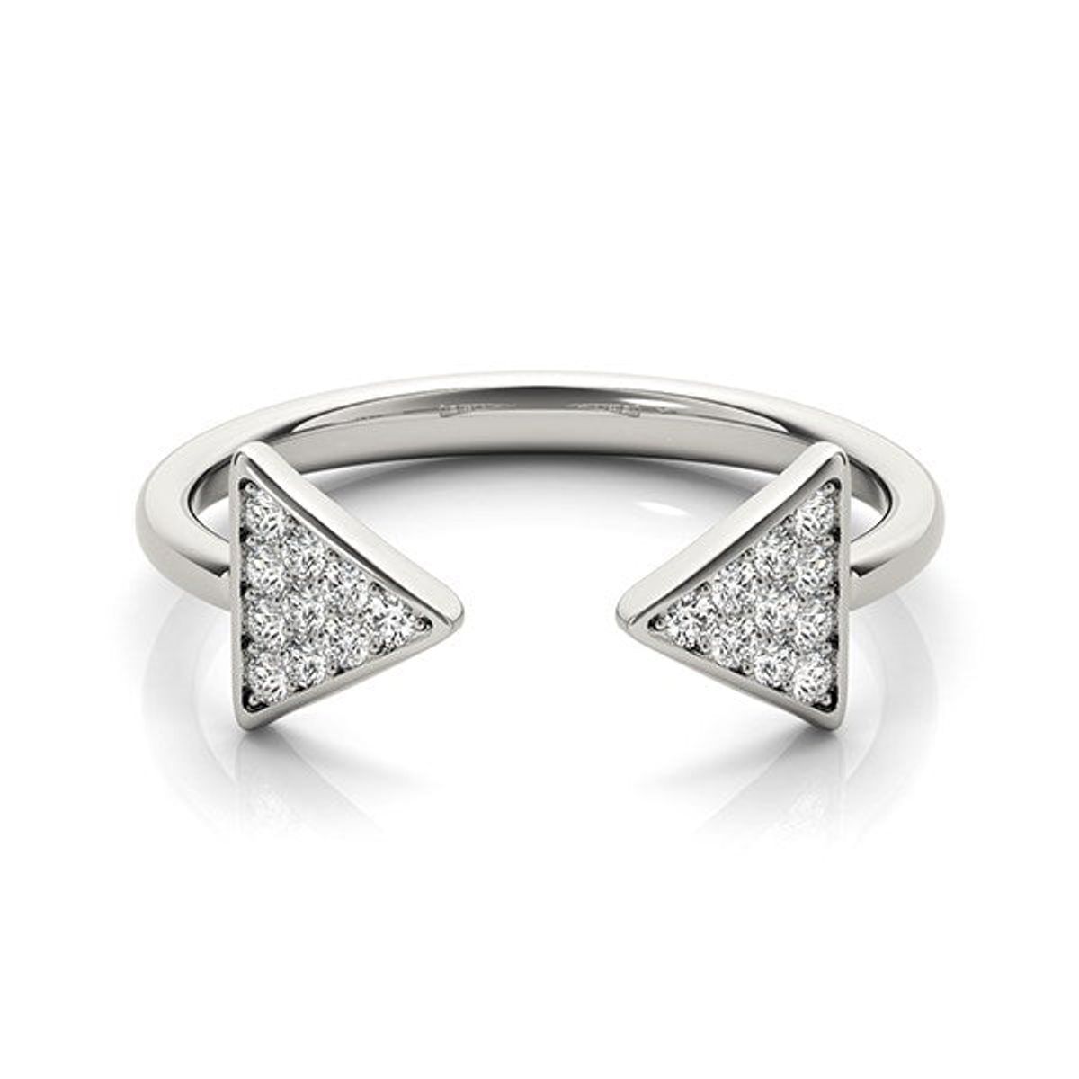 14k White Gold Diamond Arrowhead Open Ring (1/5 cttw) thumbnail 2