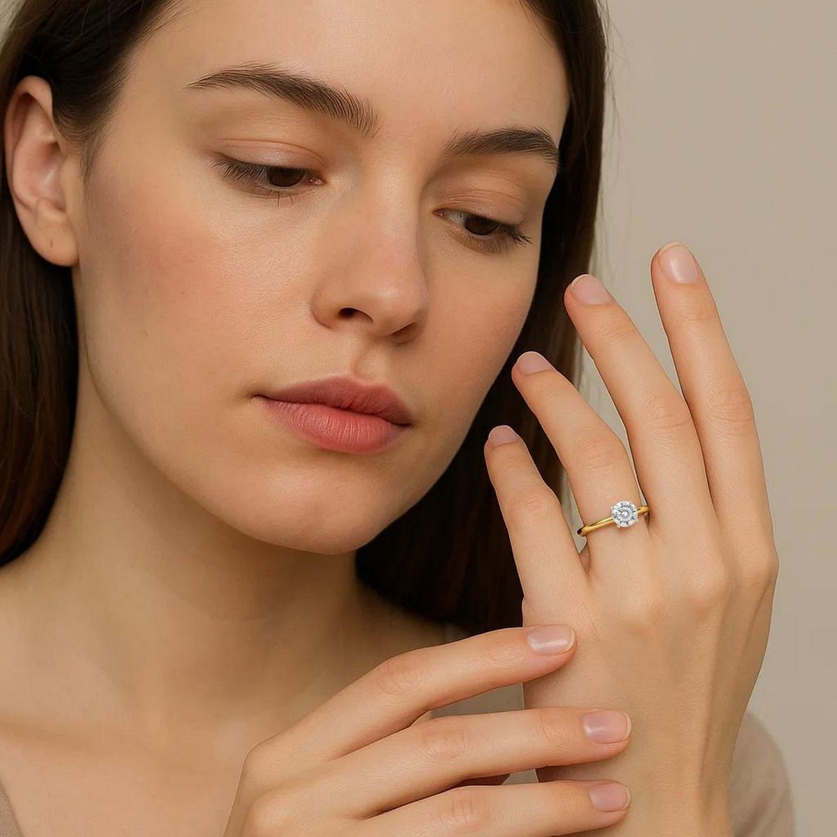 3/4 Carat Round Lab Grown IGI G/VS1 Diamond Solitaire Ring in 14K Yellow Gold thumbnail 6