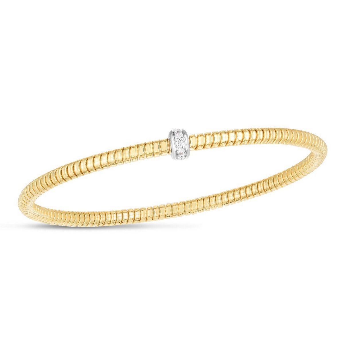 14k Yellow Gold Stretch Bangle with Diamonds (3.00 mm) thumbnail 2