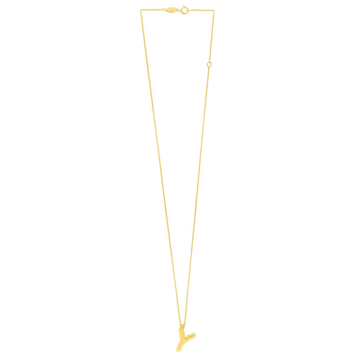 14K Yellow Gold Helium Initial Y Pendant thumbnail 2