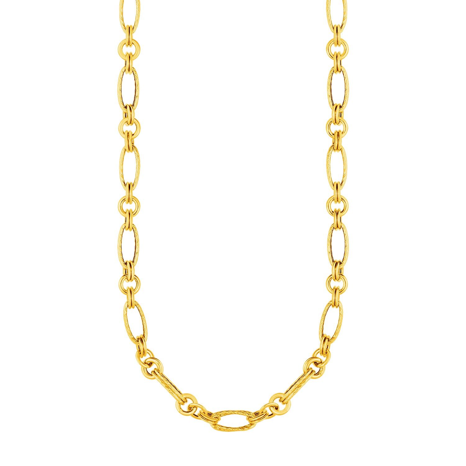 14k Yellow Gold Twisted and Polished Link Necklace
