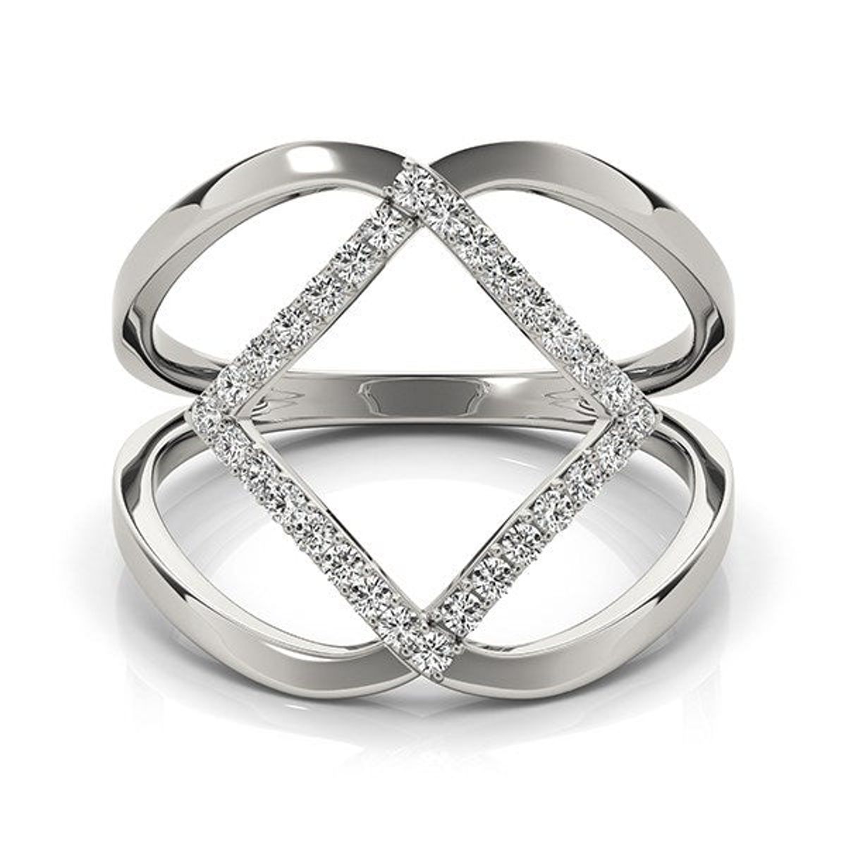 14k White Gold Interlaced Design Diamond Ring (1/5 cttw) thumbnail 2