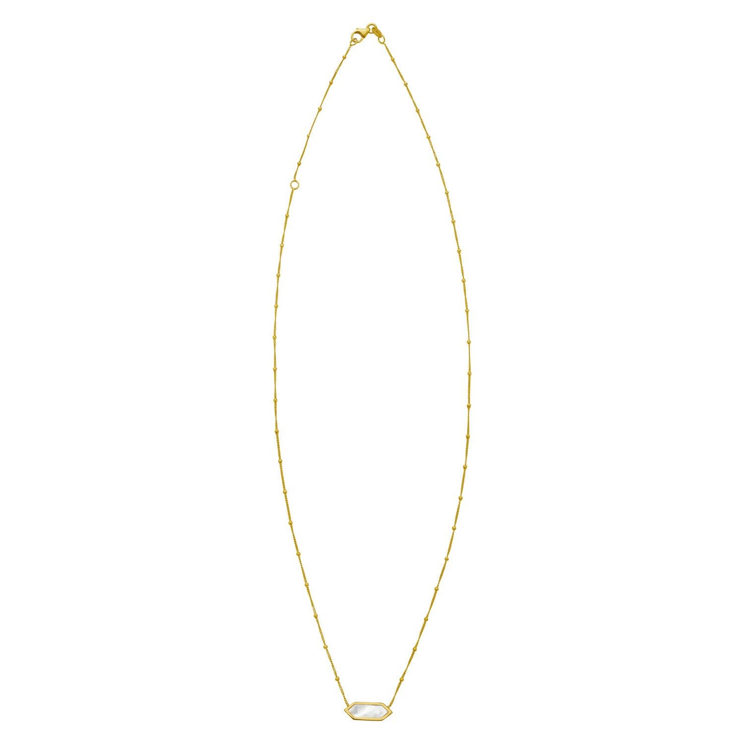 14K Yellow Gold Hexagon Mother Of Pearl Pendant Necklace