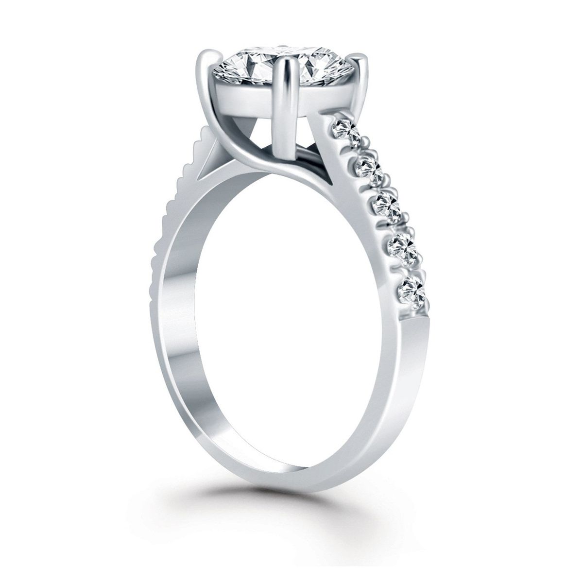 14k White Gold Trellis Diamond Engagement Ring thumbnail 3