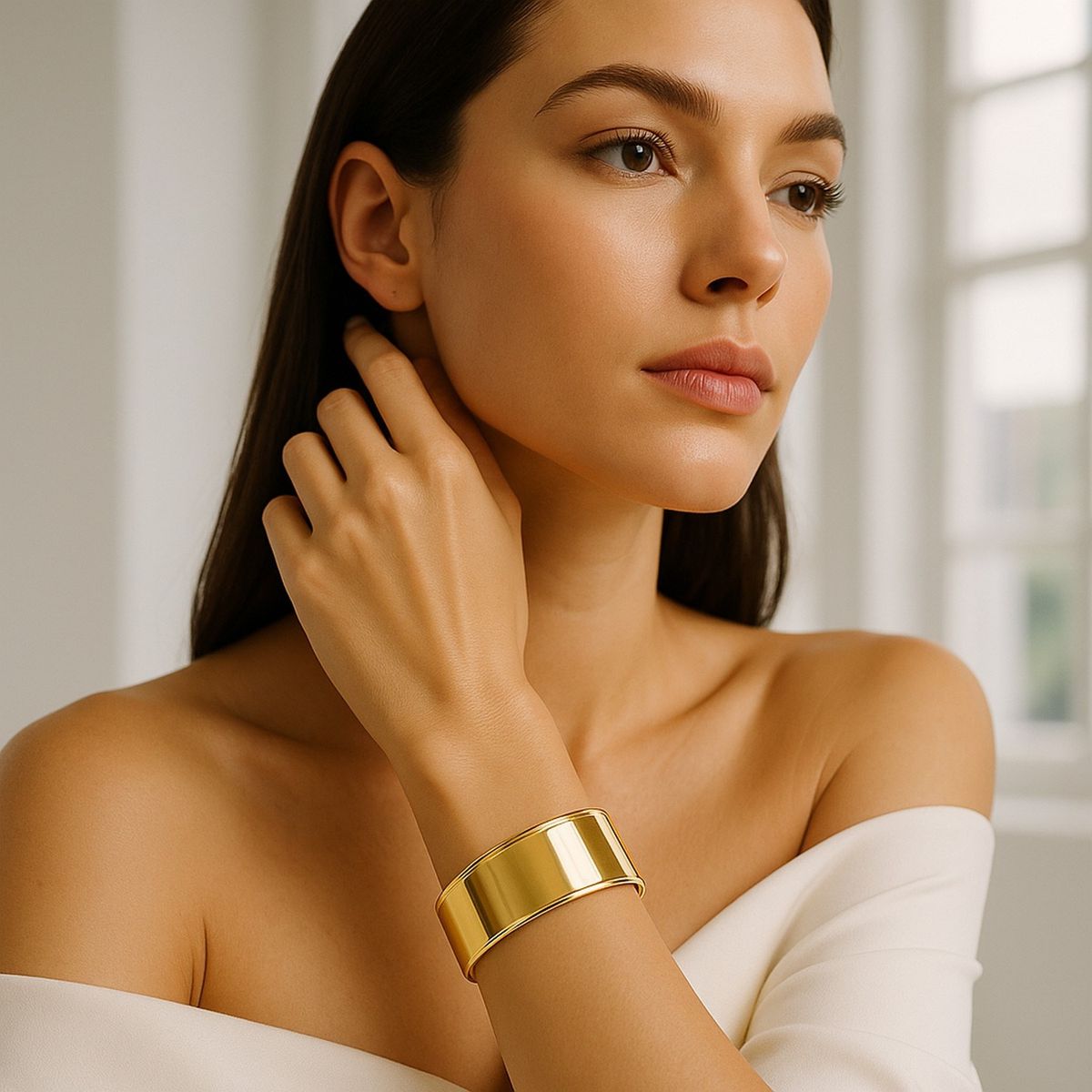 Designer Classic Cuff Bangle in 14K Yellow Gold (20.40 mm) thumbnail 4