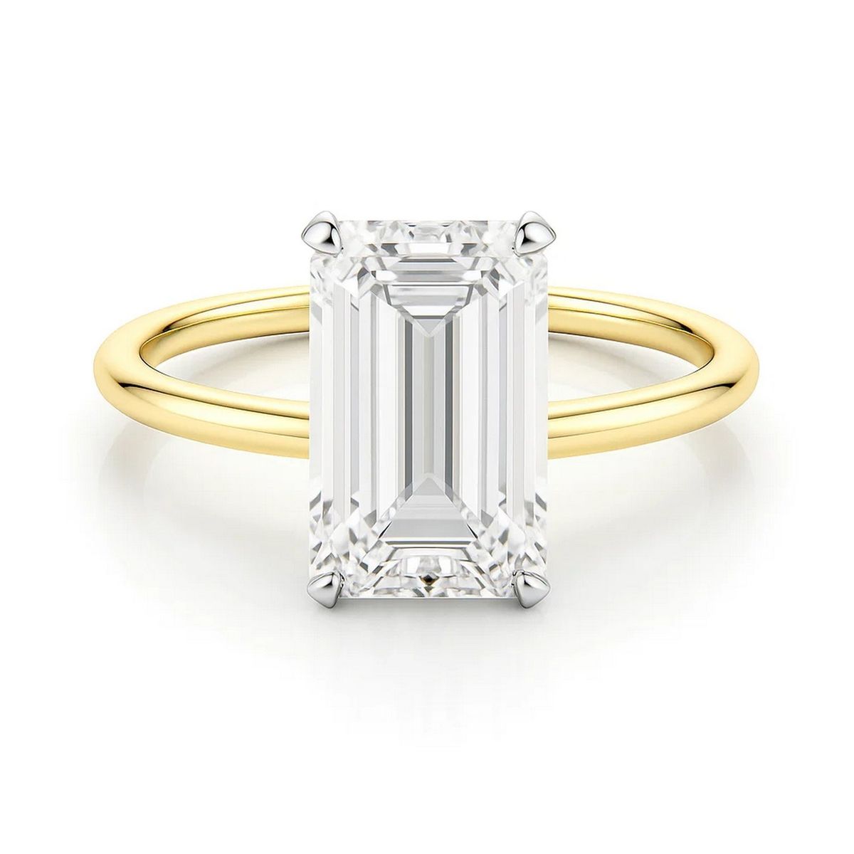 3 Carat Emerald Lab Grown IGI G/VS1 Diamond Solitaire Ring in 10K Yellow Gold thumbnail 3