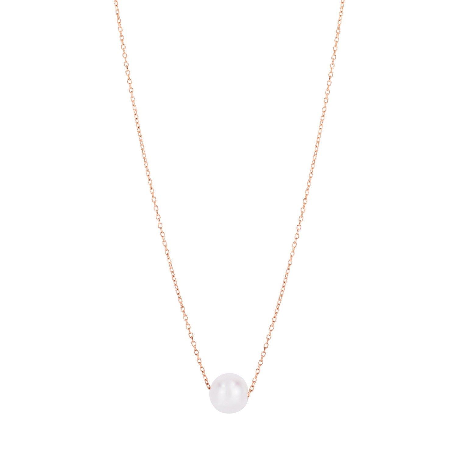 14k Rose Gold Pearl Solitaire Necklace