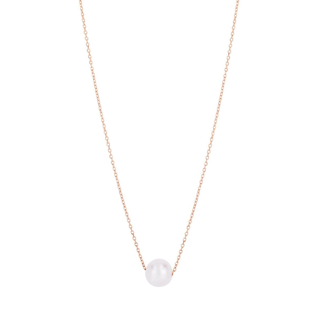 14k Rose Gold Pearl Solitaire Necklace