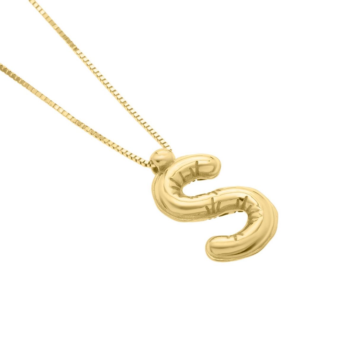 14K Yellow Gold Helium Initial S Pendant thumbnail 3