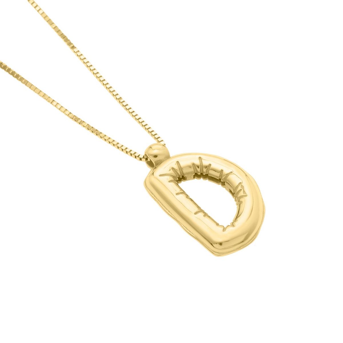 14K Yellow Gold Helium Initial D Pendant thumbnail 3