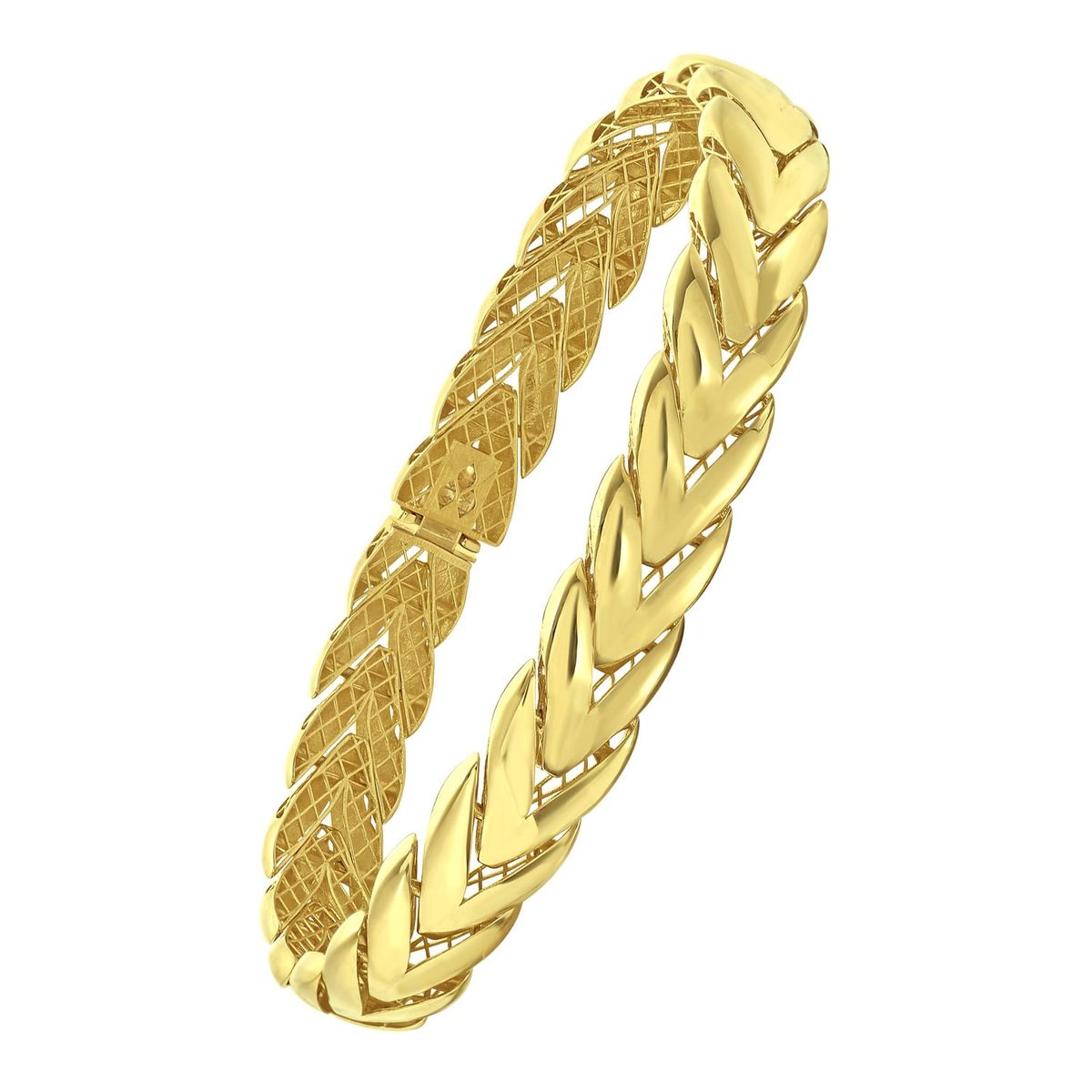 14K Yellow Gold Chevron Link Bangle (10.00 mm) thumbnail 3