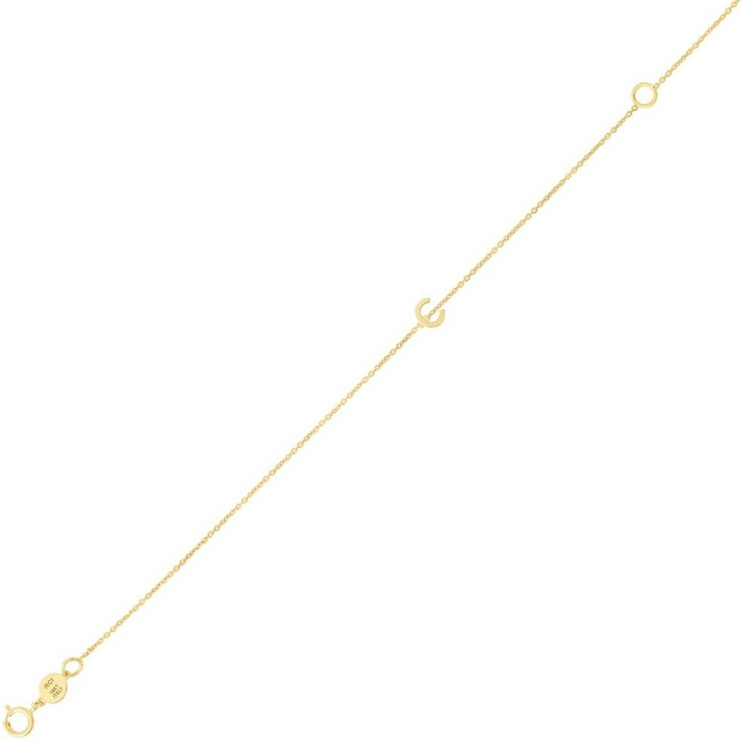 14K Yellow Gold Mini Initial C Bracelet