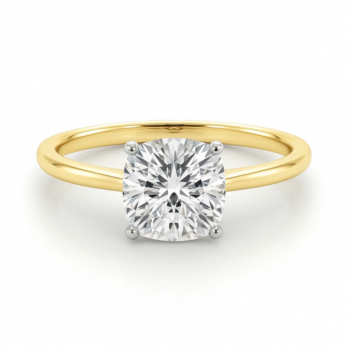 2 Carat Cushion Lab Grown IGI G/VS1 Diamond Solitaire Ring in 14K Yellow Gold thumbnail 4